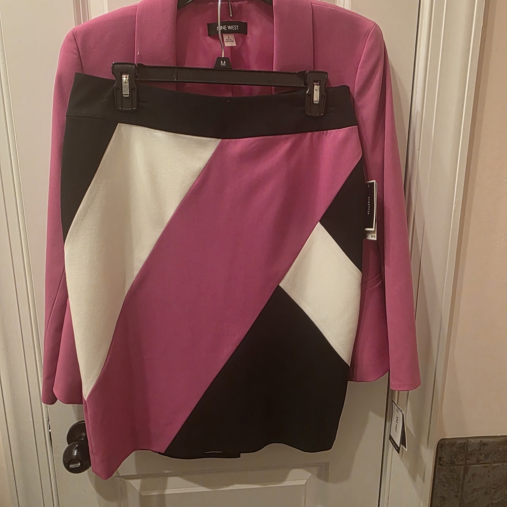 Nine West Pink and Black Women's Skirt Suit